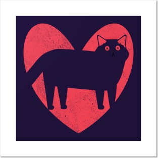 Cat Lover Silhouette Heart Posters and Art